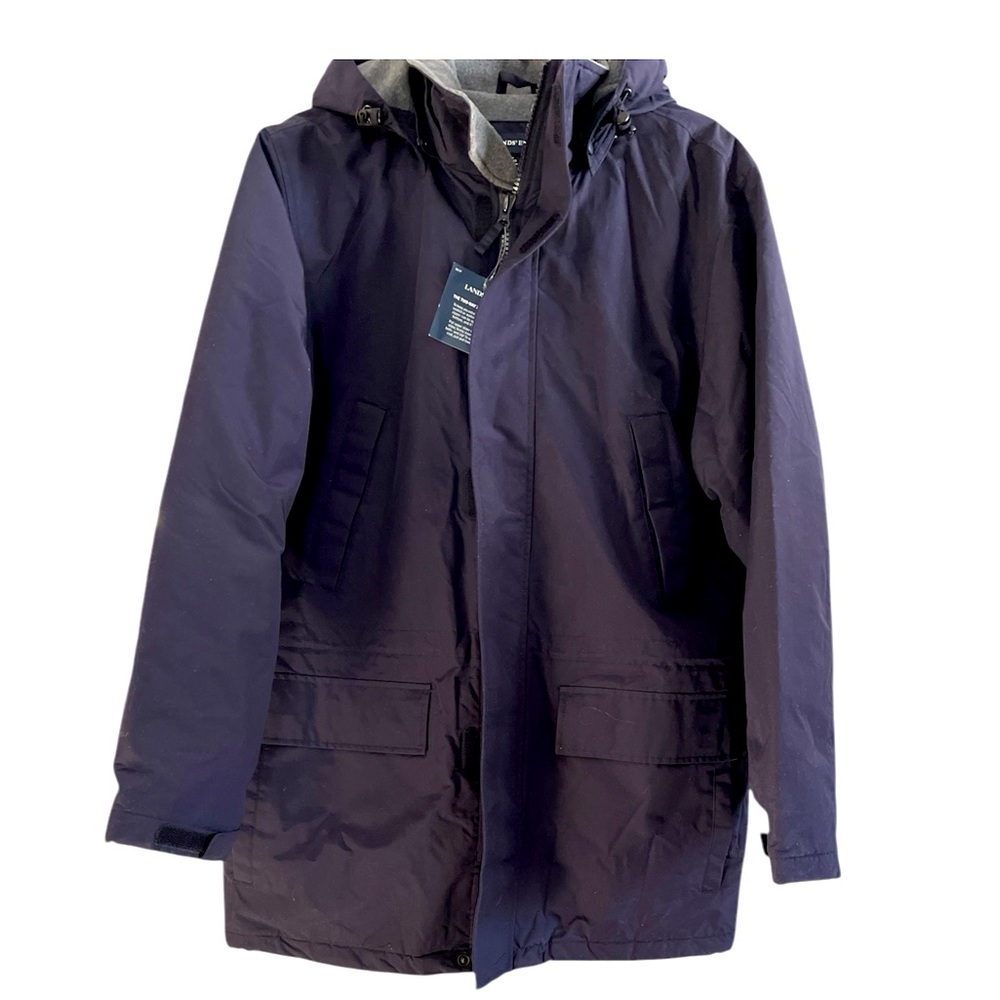 Lands’ End Men’s Medium Blue Coat Waterproof Parka Fleece Lined